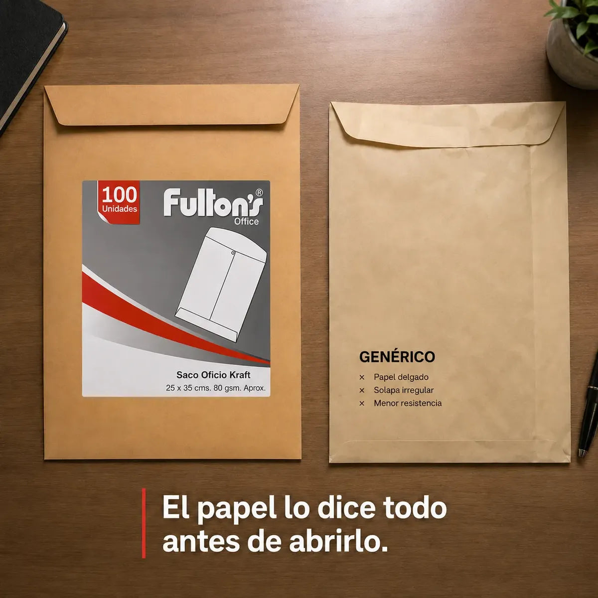 Sobres Saco Oficio Kraft 80gr x100