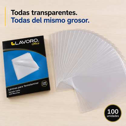 Láminas Termolaminar Carta Lavoro 125 Mic x100