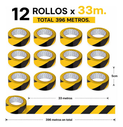 Cinta Demarcatoria Lavoro 33m x5cm x12 Rollos