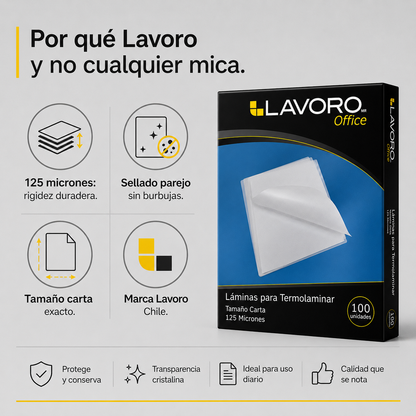 Láminas Termolaminar Carta Lavoro 125 Mic x100