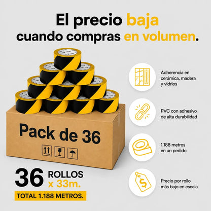 Cinta Demarcatoria Lavoro 33m x5cm x36 Rollos