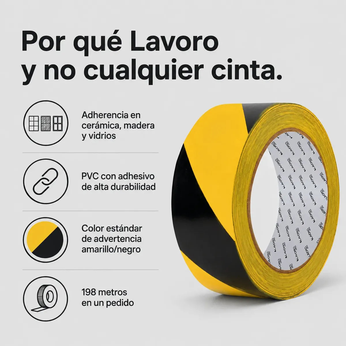 Cinta Demarcatoria Lavoro 33m x5cm x6 Rollos
