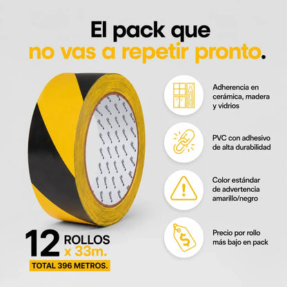 Cinta Demarcatoria Lavoro 33m x5cm x12 Rollos