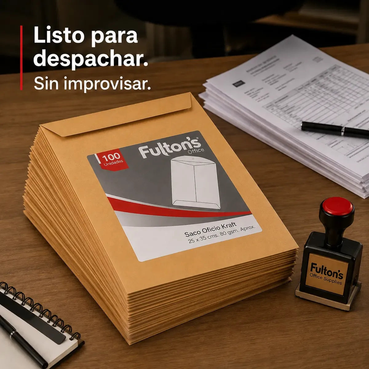 Sobres Saco Oficio Kraft 80gr x100