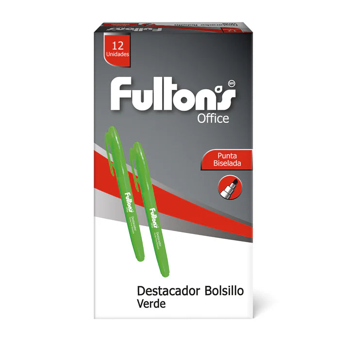 Destacadores Bisel Fulton Bolsillo x12